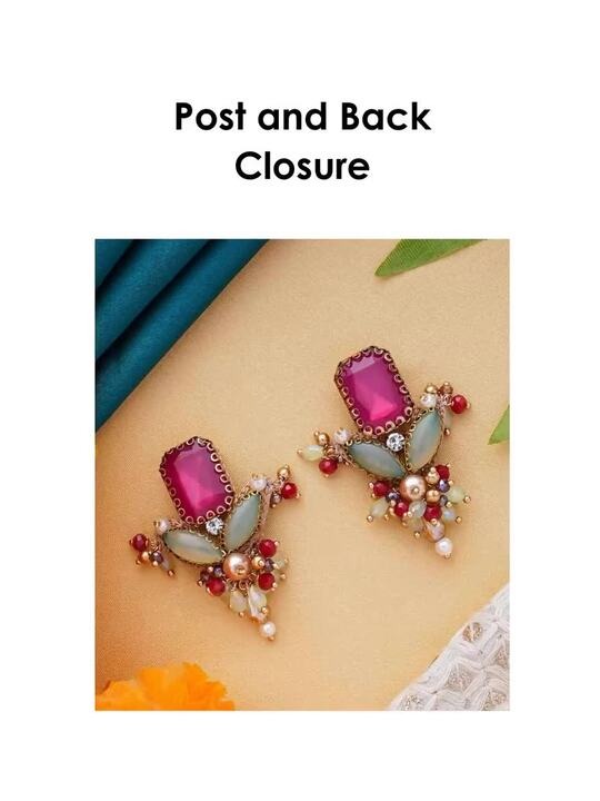 EVERSTYLISH Sanjoya Stone & Beads Embroidered Earrings - Image 2