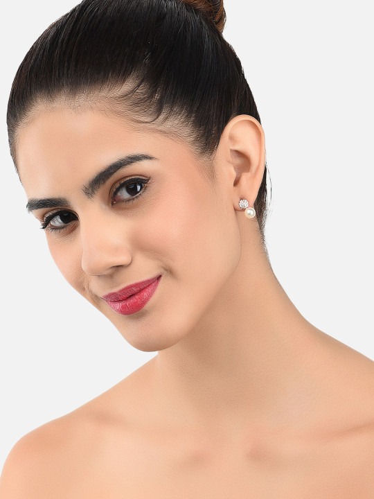 Zaveri Pearls Pack of 3 Gold-Toned Contemporary Studs - Image 2